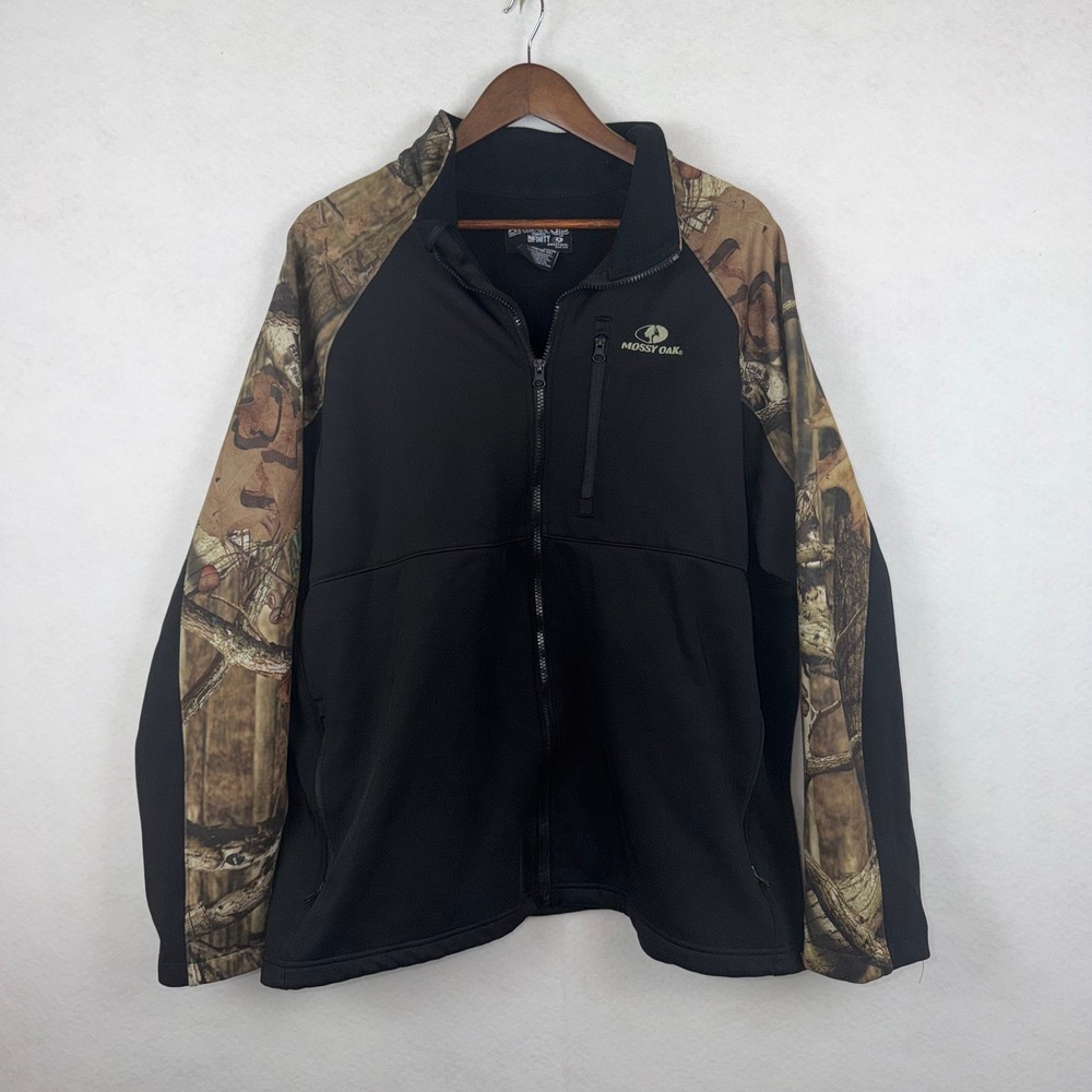 Mossy Oak Break-Up Infinity Camo Jacket Mens 2XL Black Softshell Hunting Gear